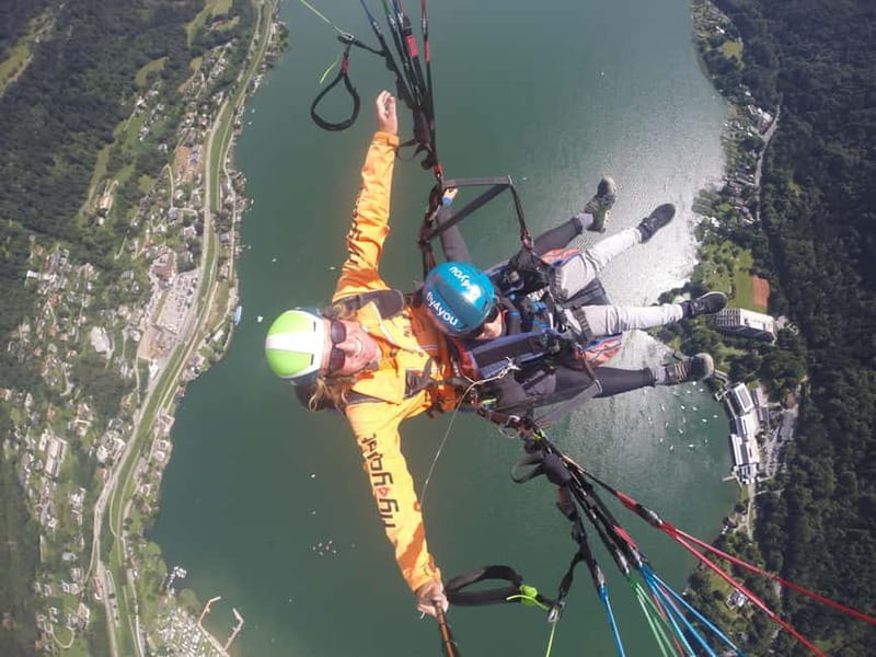 Tandem flight: Paragliding panorama tandem flight - Lake Ossiach Panorama: Wörthersee, Faakersee, And Mountain Frames