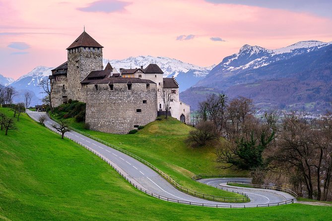 Trip to 4 Countries: Liechtenstein, Austria, Germany, Switzerland - Vaduz, Liechtenstein: the capital core, Peter-Kaiser-Platz, and a real passport stamp